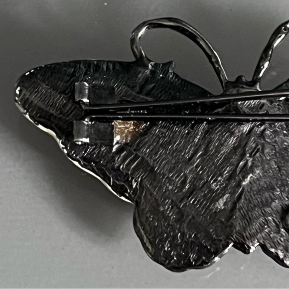 Vintage Gerard Yosca Enamel Crystal Butterfly Hair Barrette - Signed main image 5